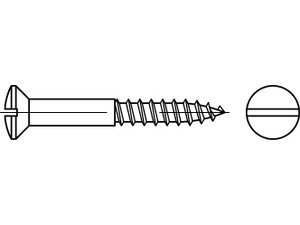 Medsraigčiai pusiau įleidžiama galva, su šlicu, DIN 95