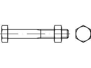 Varžtai šešiakampe galva, su veržle, DIN 601