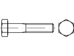 Varžtai šešiakampe galva, nepilnu smulkiu sriegiu, DIN 960