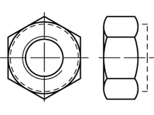 Veržlės šešiakampės, su kaproniniu įdėklu, DIN 982