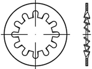Poveržlės fiksuojančios, dantytos, kontaktinės, DIN 6797, DIN 6797, vaizdas 2