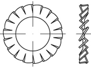 Poveržlės fiksuojančios, dantytos, kontaktinės, DIN 6798