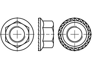 Veržlės flanšinės, šešiakampės, DIN 6923, DIN 6923, vaizdas 2